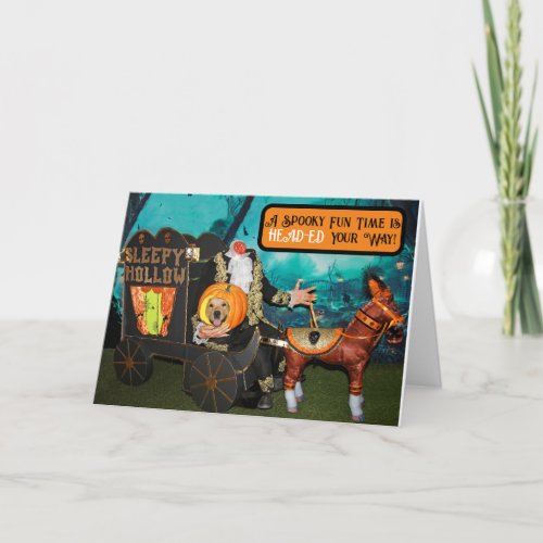 Golden Retriever Headless Horseman Halloween Holiday Card