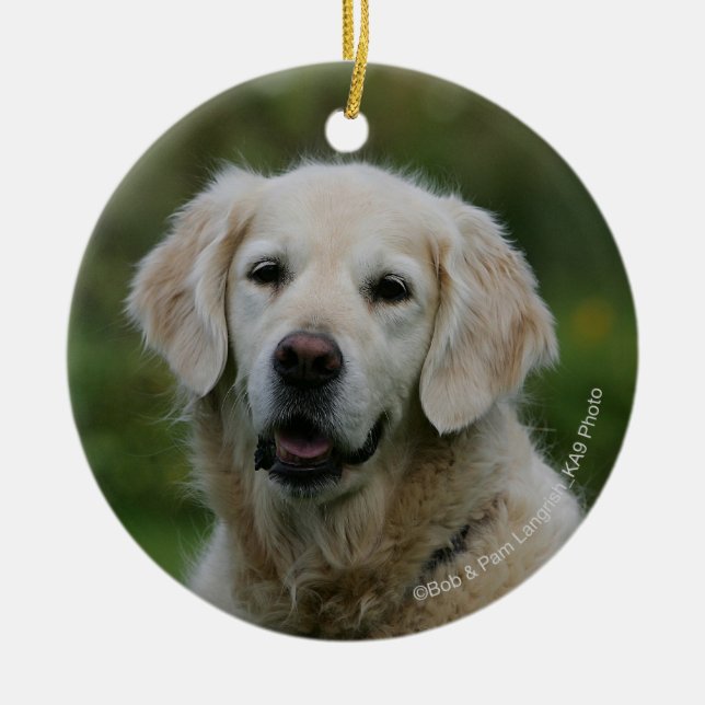 Golden Retriever Headshot 2 Ceramic Ornament (Front)