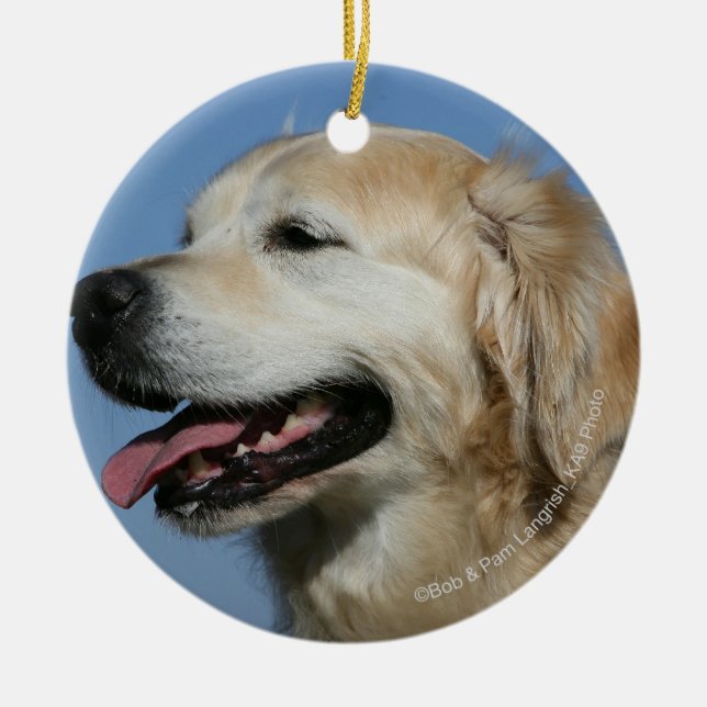 Golden Retriever Headshot 4 Ceramic Ornament (Front)