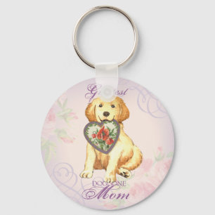 Golden Retriever Heart Mom Keychain