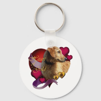 Golden Retriever Heart of Gold Keychain