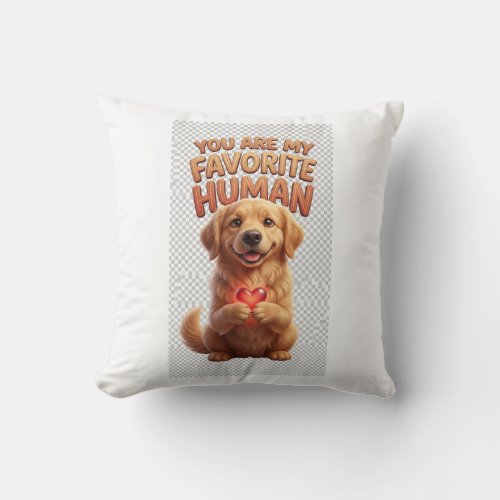 Golden Retriever Heart Throw Pillow