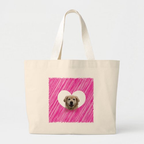 Golden Retriever Heart Valentines Day Large Tote Bag