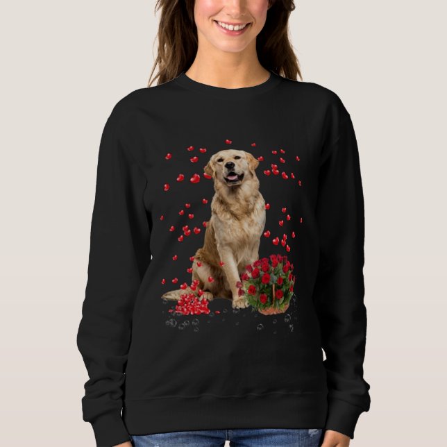 Golden Retriever Hearts Balloons And Rose Basket V Sweatshirt (Front)