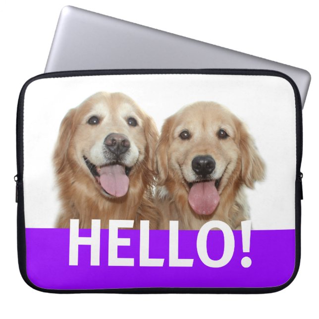 Golden Retriever Hello Laptop Sleeve (Front)