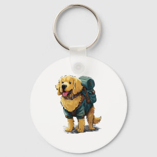 Golden Retriever Hiking and Camping Keychain