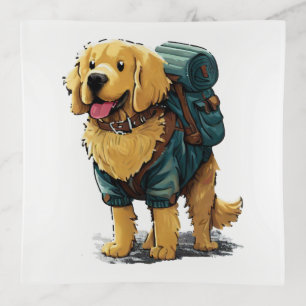 Golden Retriever Hiking and Camping Trinket Tray