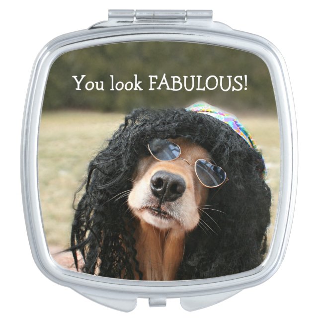 Golden Retriever Hippie Mirror For Makeup (Front)