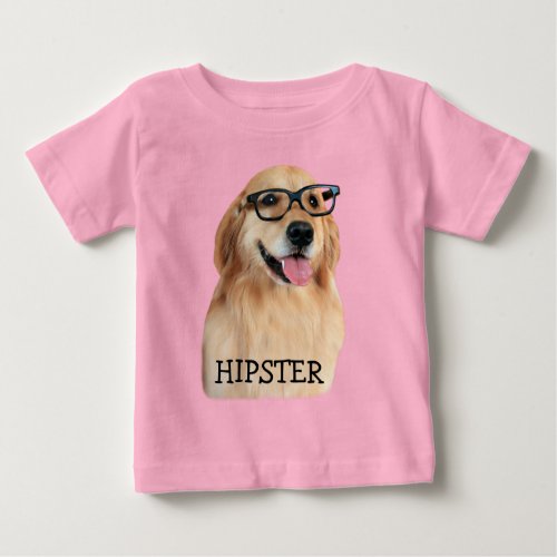 Golden Retriever Hipster Nerd Baby T_Shirt