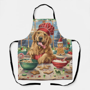 Golden Retriever Holiday Baking: Festive Christmas Apron