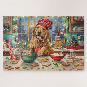 Golden Retriever Holiday Baking: Festive Christmas Jigsaw Puzzle
