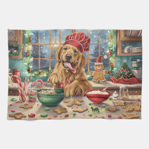 Golden Retriever Holiday Baking: Festive Christmas Kitchen Towel