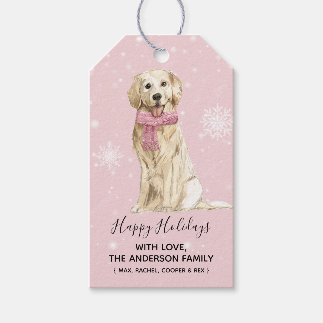 Golden Retriever Holiday Christmas Gift Tags | Zazzle