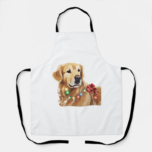 Golden Retriever Holiday Christmas Light  Classic  Apron