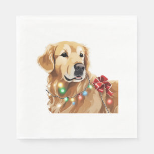 Golden Retriever Holiday Christmas Light  Classic  Napkins