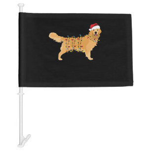 Golden Retriever Holiday Christmas Light Essential Car Flag
