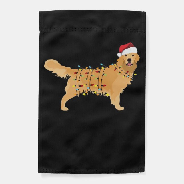 Golden Retriever Holiday Christmas Light Essential Garden Flag (Front)