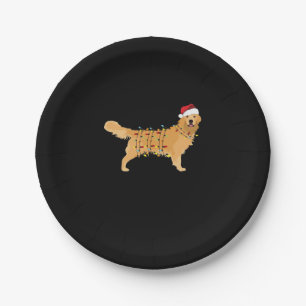 Golden Retriever Holiday Christmas Light Essential Paper Plates