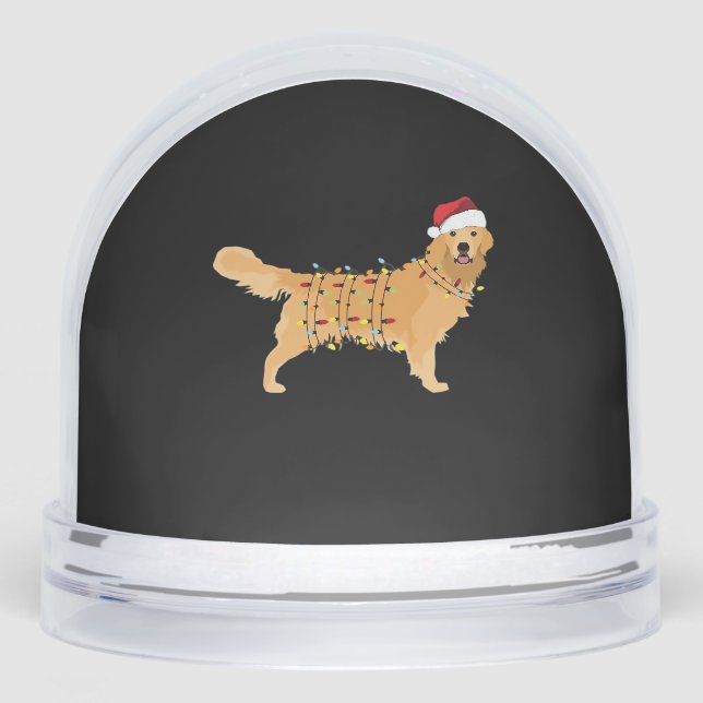 Golden Retriever Holiday Christmas Light Essential Snow Globe (Front)