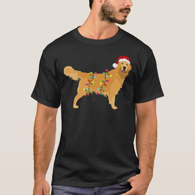 Golden Retriever Holiday Christmas Light Golden Re T-Shirt (Front)