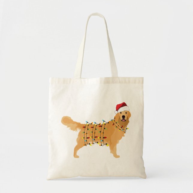 Golden Retriever Holiday Christmas Light  Tote Bag (Front)