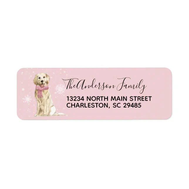 Golden Retriever Holiday Christmas Return Address Label | Zazzle