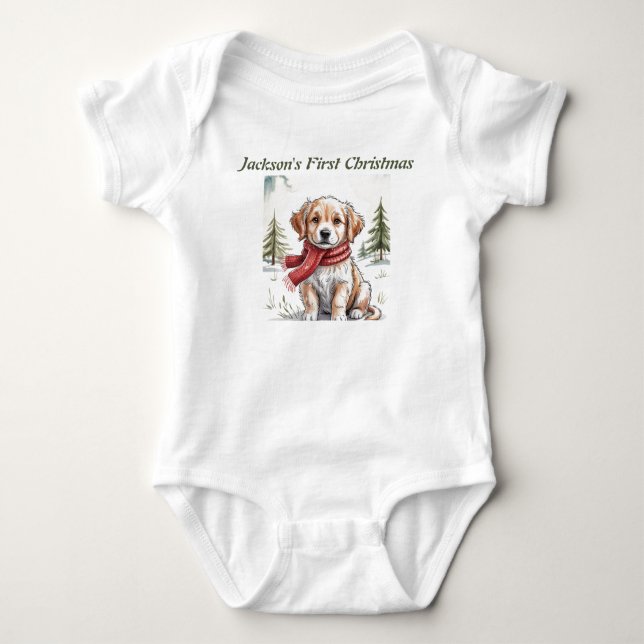  Golden Retriever Holiday Dog, Dog Lover, Baby Bodysuit (Front)