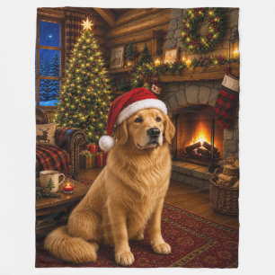 Golden Retriever Holiday Fleece Blanket