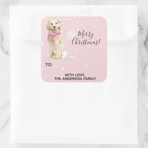 Golden Retriever Holiday Gift Label Sticker | Zazzle