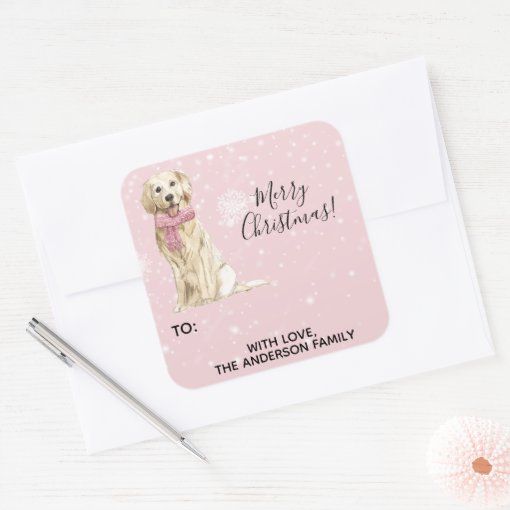 Golden Retriever Holiday Gift Label Sticker | Zazzle