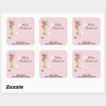 Golden Retriever Holiday Gift Label Sticker | Zazzle
