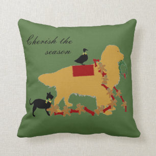 Golden Retriever Holiday Pillow