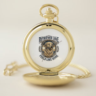Golden Retriever Home Comfort Vintage Engraving Do Pocket Watch