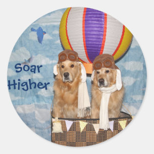 Golden Retriever Hot Air Balloon Pilots Classic Round Sticker