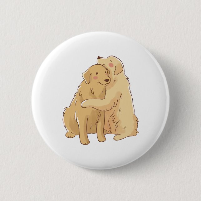 Golden Retriever hug    Button (Front)