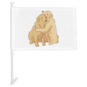 Golden Retriever hug    Car Flag