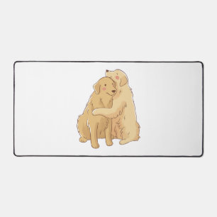 Golden Retriever hug Desk Mat