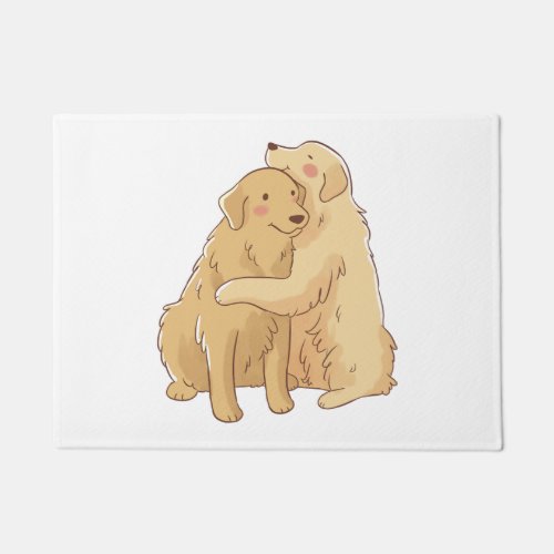 Golden Retriever hug    Doormat