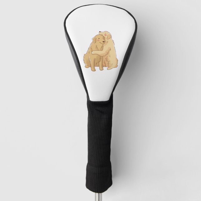 Golden Retriever hug    Golf Head Cover (Front)