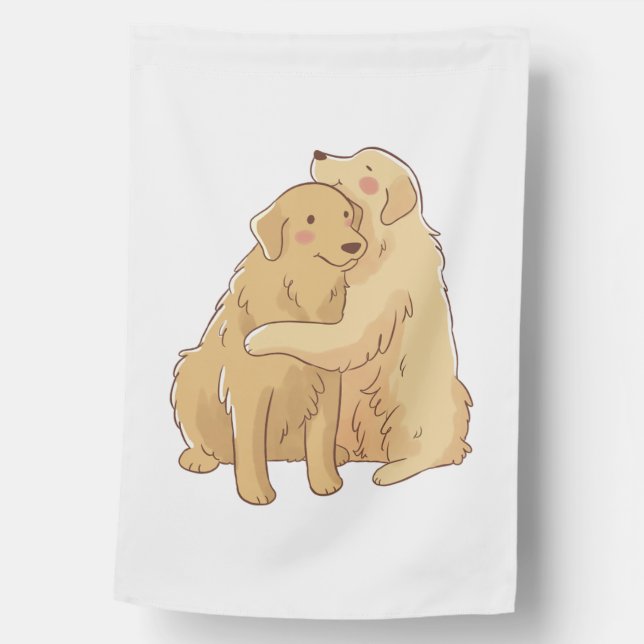 Golden Retriever hug    House Flag (Front)