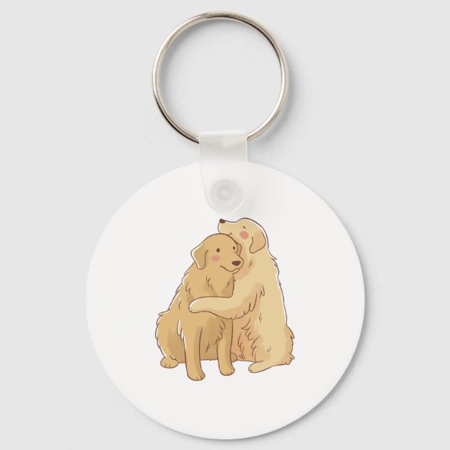 Golden Retriever hug    Keychain (Front)