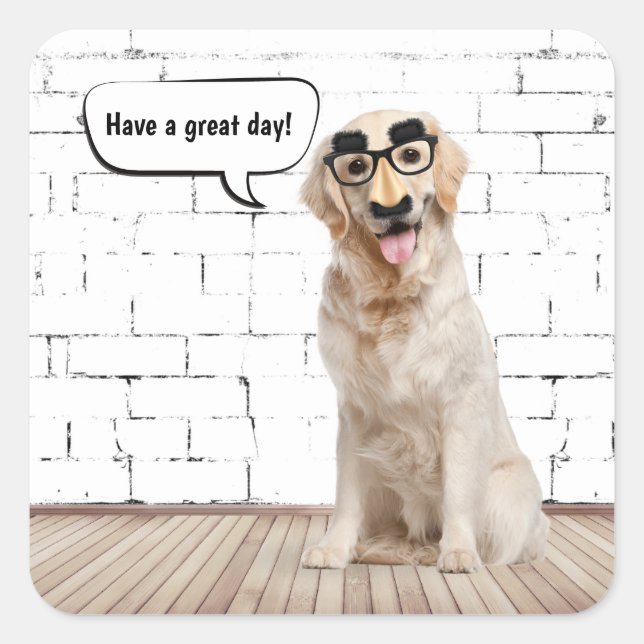 Golden Retriever Humor Square Sticker (Front)