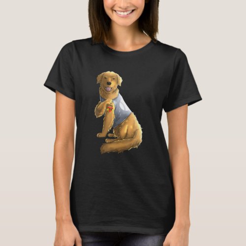 Golden Retriever I Love Mom Tattoo Dog Mothers T_Shirt