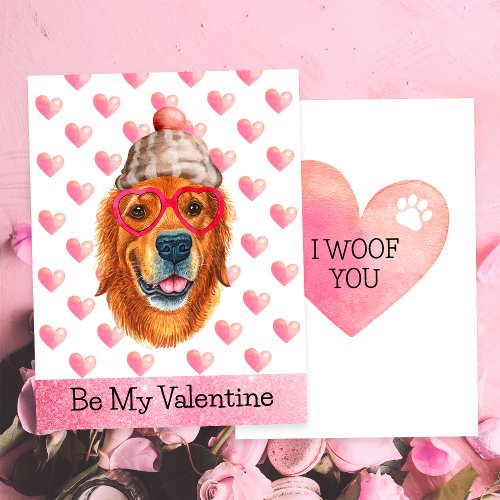Golden Retriever I Woof You Dog Valentines Day Holiday Card