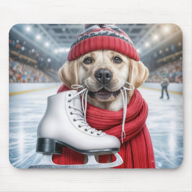 Golden Retriever Ice Hocky Mouse Pad (Front)