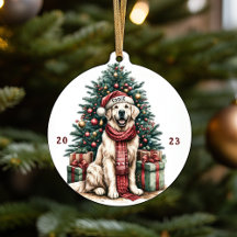 Golden Retriever Illustration Christmas Tree Decor
