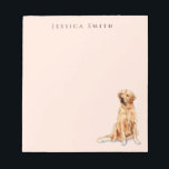 Golden Retriever illustration on Pink Notepad<br><div class="desc">Golden Retriever watercolor illustration on Pink customize with your name. Customize by using the "Edit this design template" boxes on the right hand side of the item, or click the blue "Customize it" button to arrange the text, change the fonts and colors. These notepads make great gifts for your dog...</div>