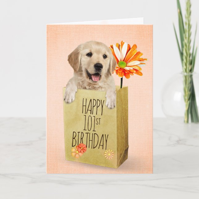 Golden Retriever in 101st Birthday Bag Card (Front)
