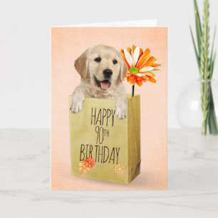 Golden Retriever in 90th Birthday Bag Card