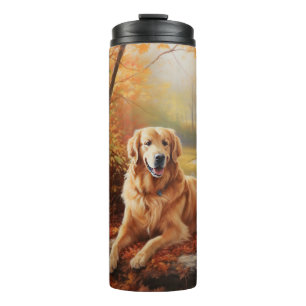 Golden Retriever in Autumn Leaves Fall Inspire Thermal Tumbler